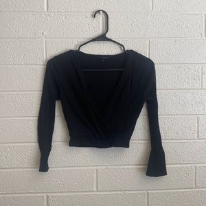 Black Deep V Crop Top Sz. M